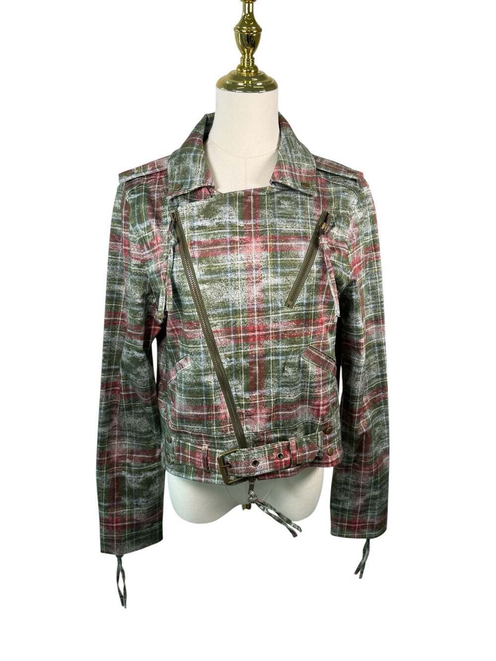 Nicole Miller Plaid Moto Jacket